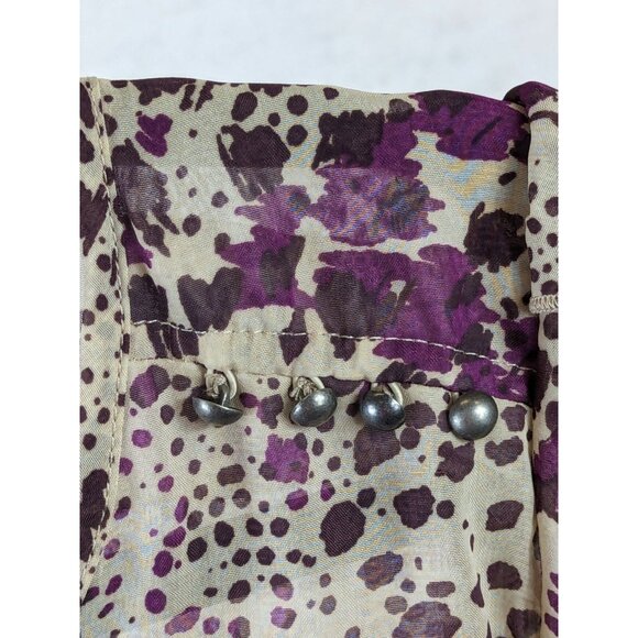 Belle Du Jour Women size XL Purple Sheer Rave Flutter Ruffle Disco Flowy Dress - Picture 11 of 15